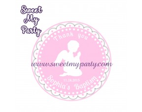 Girl Baptism stickers,Girl Christening thank you tags,(5)